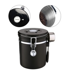 A sealed container for storing ground coffee and coffee beans, 1.5 l, 15x12 cm, black