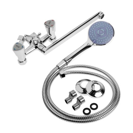 Bath mixer Zein Z3726, two -wound, pour 30 cm, watering can 5 modes, chrome-9