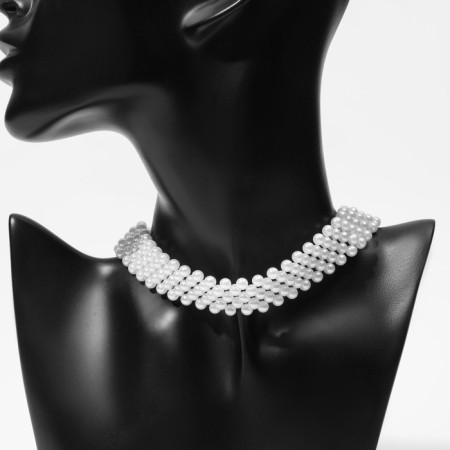 Choker "Pearl" 5 rows, white color, 35 cm