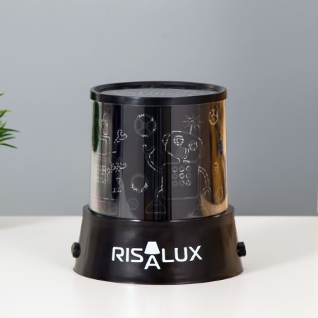 Night Projector "Robots" LED USB/from Black batteries 10.8x10.8x1.5 cm Risalux-1