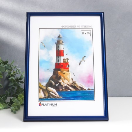 Photo frame plastic "Palette" 21x30 cm, blue metallic, with a leg