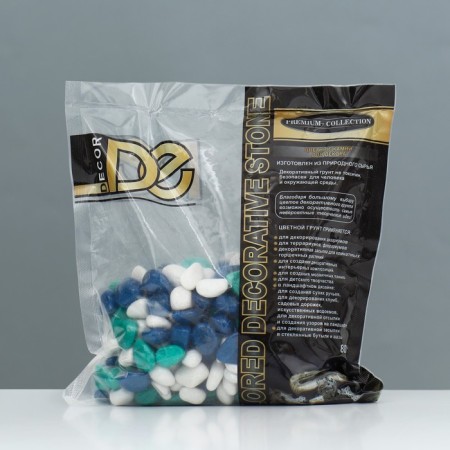 Soil for the aquarium "Peblack color, white-dark. Blue-amerous" 800g FR 8-12 mm-1