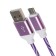 Luazon cable, microUSB - USB, 1 A, 1 m, nylon braid, white -violet