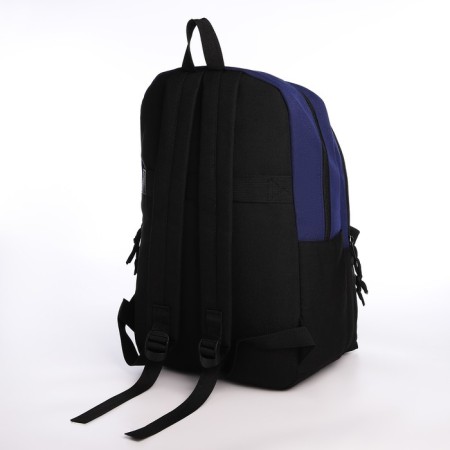 Young backpack from a lightning textile, 3 pockets, a bag, a suitcase holder, black/blue color-5