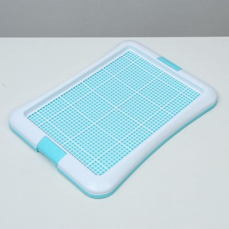 Dog toilet with a grid and a column, 63.5 x 47 x 5 cm, blue-3