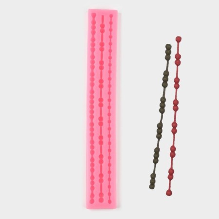 Mold "Collection of Beads", silicone, 26.5 × 3.8 × 1 cm, pink color