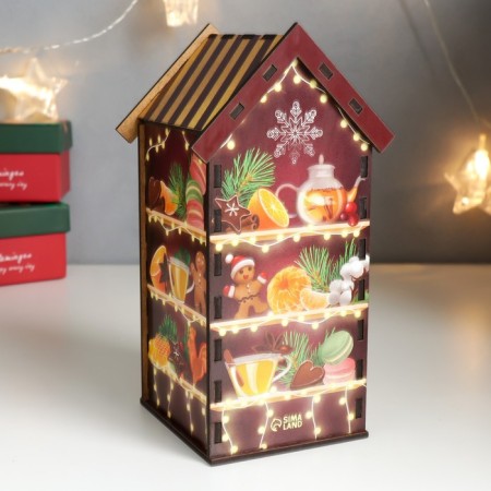 New Year's tea house "Shelves. Gingerbreads" 20x10.5x9.5 cm-4