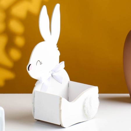 Kashpo wooden "Bunny" 13x7.5x22 cm white-2