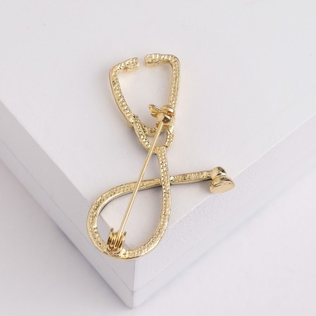 Brooch "Stetoscope", black color in gold-1