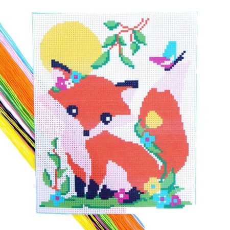 Cross -stitching for children "Fox", a set for creativity, 25 x 20 cm-1
