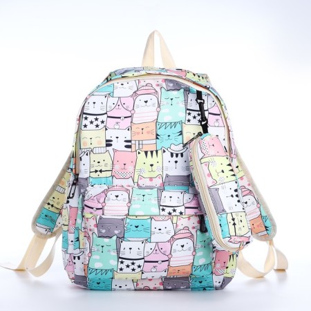 School backpack from textiles on a zipper, 3 pockets, pencil case, color colorful color-3