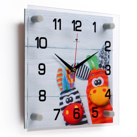 Watching clock, interior "Funny animals", silent, 25 x 25 cm-1