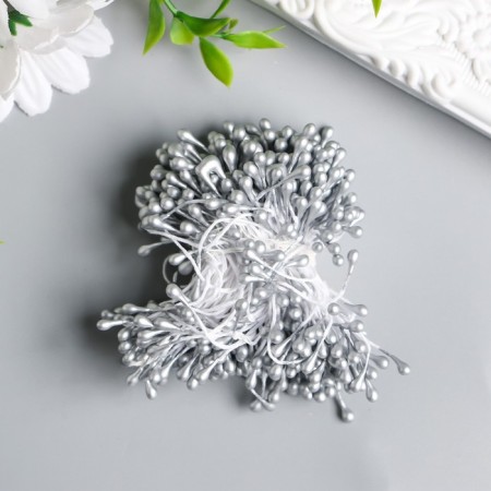 Stamens for flowers "droplets of gloss silver" set 300 pcs length 6 cm