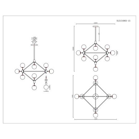 Ceiling EVOLUCE lamp. Sle154903-15. Lacotta. 15x40 watts, E27, 120x120x130 cm, black color-9