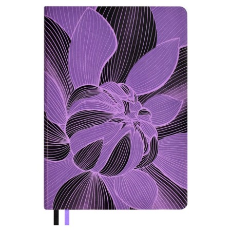 Diary of Leduced A5, 120 Escalada sheets, soft binding, artificial leather "Winner", pancake embossing, silk -screen printing, white offset 70 g/m², lilac-1
