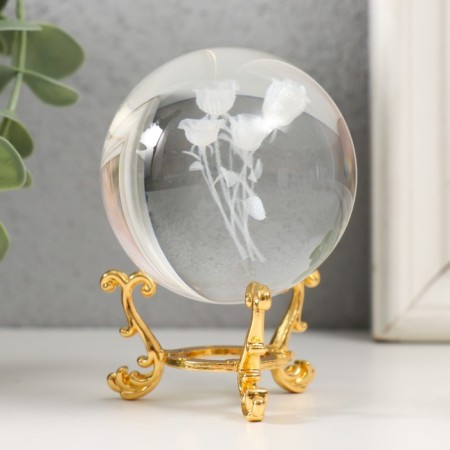 Souvenir glass "Rose" d = 6 cm openwork stand 8.5x6x6 cm-2