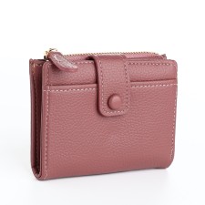 Women's wallet on the button, pink color