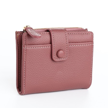 Women's wallet on the button, pink color