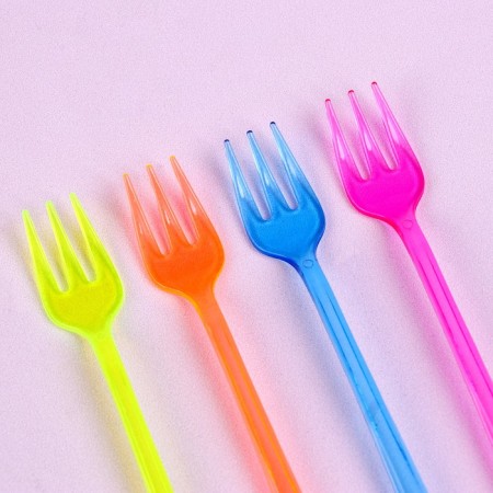 Plastic forks, in a set 12 pieces, color mix-1