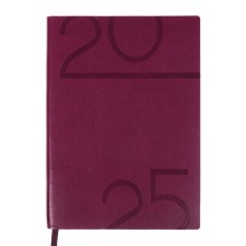 Dated 2025 diary, Escalada, A6+ 176 sheets, soft cover, artificial leather, pancake embossing, tinted block 70 g/m2, burgundy