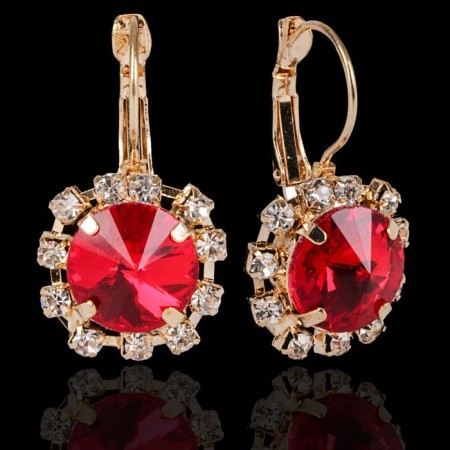 Earrings with rhinestones "Circle" party, large, color mix-5