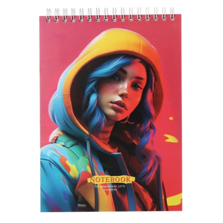 Notepad A5, 60 sheets in a cage on the crest Important Girl, cover coated cardboard, hard substrate, mix-2