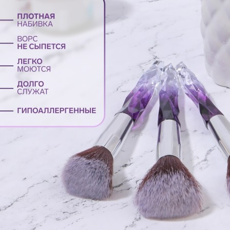 A set of makeup brushes "Luminous", 10 objects, PVC - cover, black/purple color-1