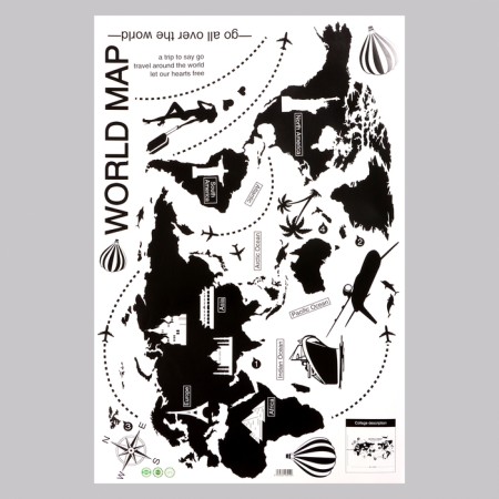 Sticker 3D interior map of the world 90*60cm