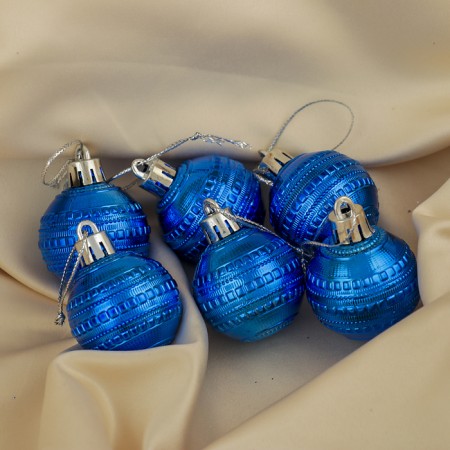 Set of balls plastic D-4 cm, 6 pcs "bead" blue