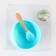 Baby plate on a suction cup, spoon, crush me, blue color