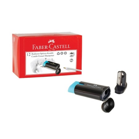 Plastic grinder with Faber-Castell Combi eraser, 1 hole, container, mix