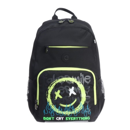 School backpack, 40 x 25 x 13 cm, Grizzly, ergonomic back, laptop department, black/yellow-2