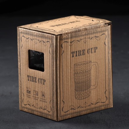 Ceramic “Tires” mug, 460 ml, black color-3