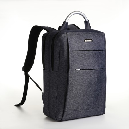 City backpack on a zipper, 2 pockets, with USB, blue color-2
