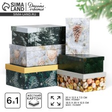 A set of gift boxes 6 in 1 “Snow Winter”, 32.5 x 20 x 12.5 - 20 x 12.5 x 7.5 cm, New Year