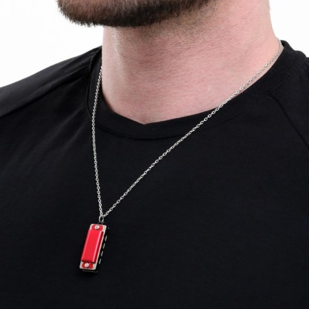 Music Life 4 Harly Harly, 8 tones, 3.5x1.5x1cm, chain 28cm, red-3