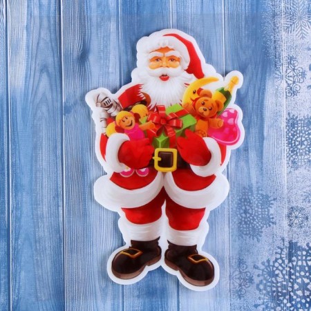 Santa Claus with toys glass 11x17.5 cm, red