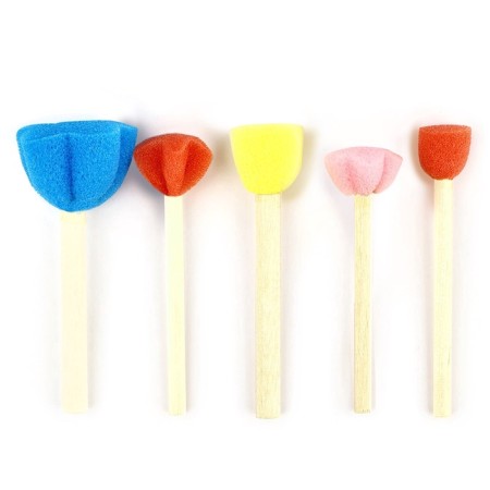Brush for drawing sponge set of 5 pcs. "Frida" Colored, wooden pen-1