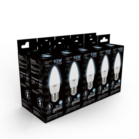 LED LED Black 9.5W candle 4100K neutr. Bel. E27 950LM GAUSS 103102210-2