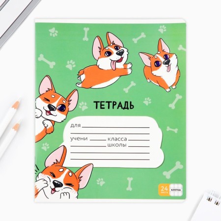 Notebook in a cage 24 sheet A5, on the paper clip “September 1: Corgi”, covered cardboard, 5 types of mix-4