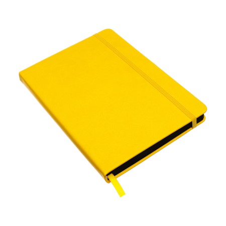 Leduced Diary A5, 140l, Cage, leatherette, elastic band, black cut, yellow-3