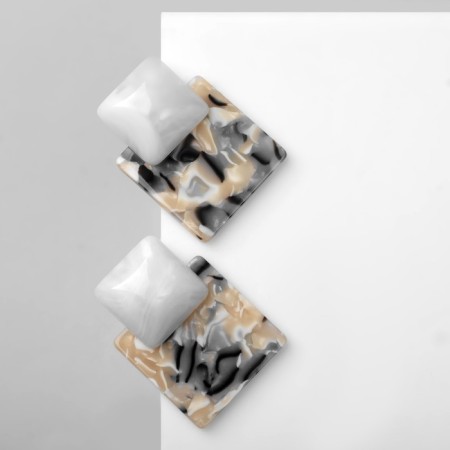 Acryl Earrings "Square" flat, colored-1