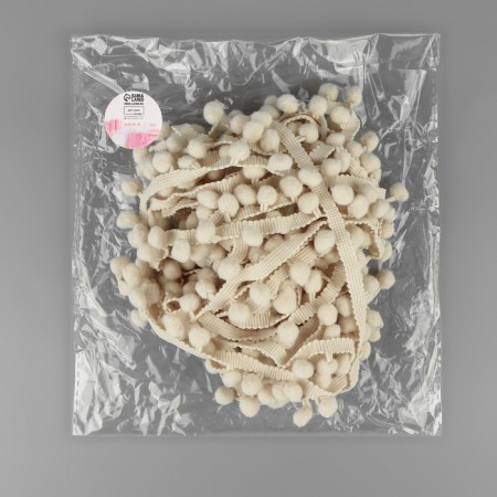 Decorative braid with pompons, 25 ± 5 mm, 9.1 ± 0.5 m, beige color-2