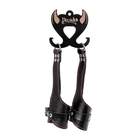 Pecado BDSM suspension, “soft” with a red stitch, genuine leather, black-6