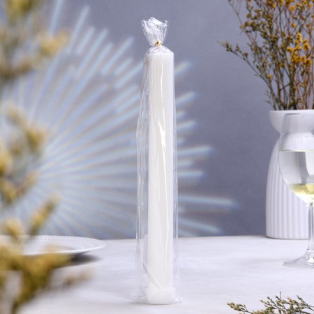 Candle-cylinder with faces, 25x3.5 cm, white, 10 hours-1