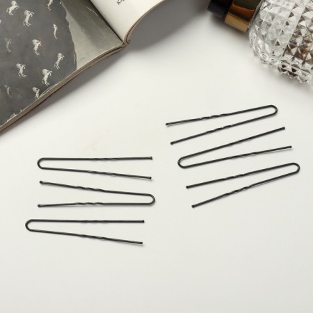 Hair hairpin "Narodnaya" 7 cm, black (set 10 pcs)-1