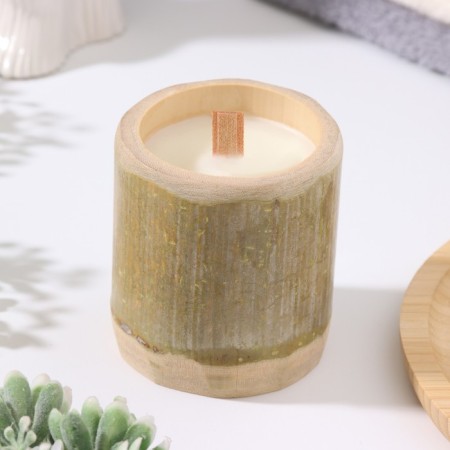 Aromatic candle in the bamboo "Citrus and Verben", soy wax, 25 hours, 150 gr, 8.5x8 cm-1