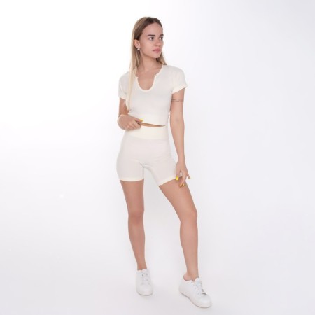 Female set (top, shorts), beige color, One size (42-46)