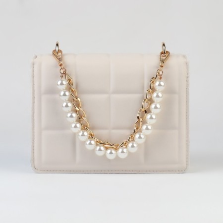 A chain for a bag, with pearls, d = 14 mm, 2.3 × 16 × 11.5 mm, 30 cm, gold color-3