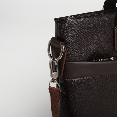 Male Business Bag, Textura, 2 external pockets, brown color-3